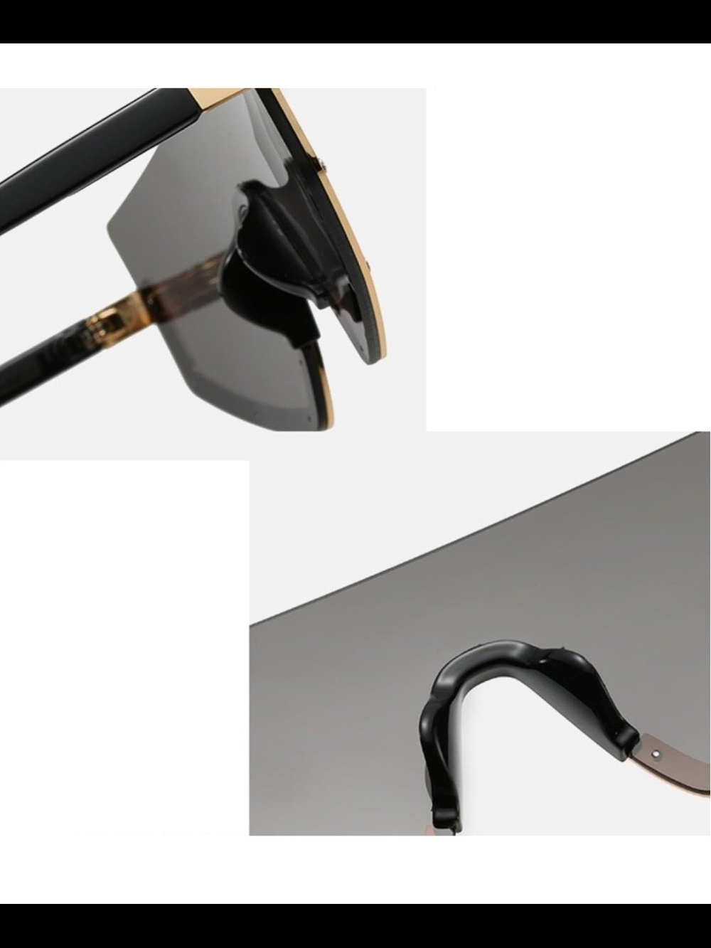 Gold-Trim Black Shield Sunglasses - Women Accessories - Picture 2 of 8
